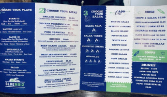 Blue Maiz menu