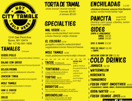 City Tamale menu