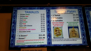 Tamales Jovita menu
