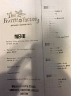 The Burrito Factory menu
