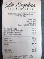 La Esquina Mexican Grill menu