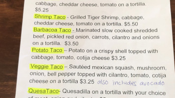 Pierpont Tacos menu
