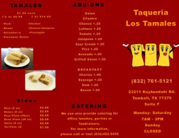 Taqueria Los Tamales menu