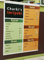 Charki's Teriyaki menu