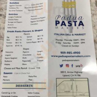 Padua Pasta Makers And Italian Deli menu