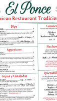 El Azteca 15 menu