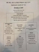 Shelby's Deli menu