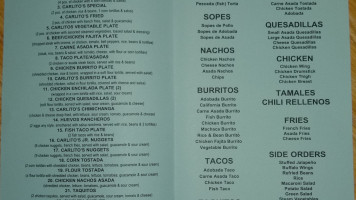 Carlito's Chicken menu