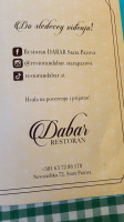 Restoran Dabar Stara Pazova menu