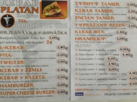 Platan Kebab menu