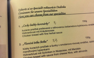 Reštaurácia Dedinka menu