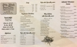 Phở Binh menu