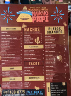 Nacho Papi menu