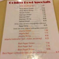 Golden Bowl Chinese menu
