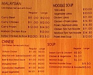 Lee's Malaysian Since 1982 menu