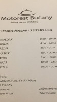 Motorest Bučany menu