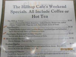 Hilltop Cafe menu