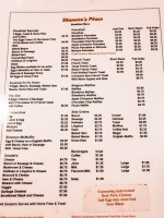 Shannon's Place menu