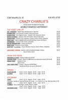 Crazy Charlie's menu