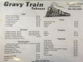 The Gravy Train Takeout Whitbourne menu