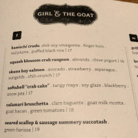 Girl & The Goat menu