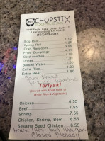 Chopstix Express menu