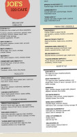 Joe's 320 Cafe menu