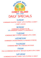 Holiday Grill Coney Island menu