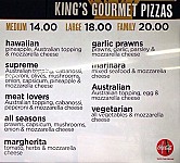 Kings Corner Kebabs menu