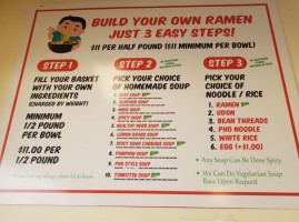 Build Your Own Ramen menu