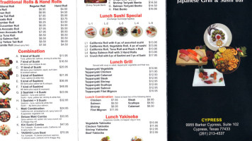 Taisho Japanese Grill Sushi menu