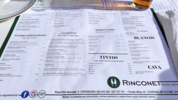 Rinconet menu