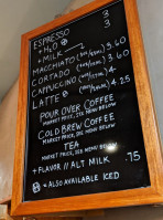 Spitfire Coffee menu