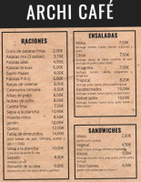 Archi Cafe menu