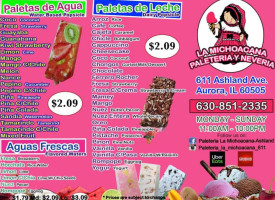 La Michoacana-ashland menu