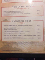 Asador De La Villa El Granero menu