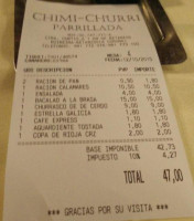 Parrillada Chimi Churri Betanzos menu