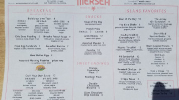 Mersea Restaurant, Bar And Venue menu