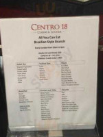 Centro 18 Cuisine Lounge menu