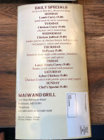 The Kabul Fresh Grill menu