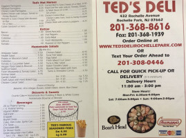 Ted's Delicatessens Caterers menu