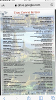 Thai Dawn Bistro menu