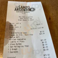 New Campo Argentino menu