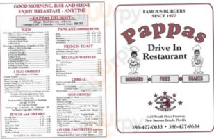 Pappas Drive-in Family We Are Open For Dine In menu
