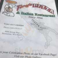 Tony's Italian Restaurant menu