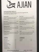 Ajian Sushi menu