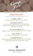 Campfire Adirondack Grill menu
