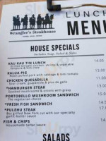 Wrangler's Steakhouse menu