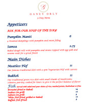 Ganey Orly menu