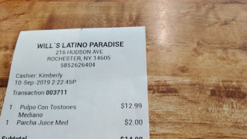Latino's Paradise menu